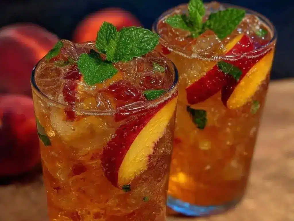 iced peach green tea lemonade - featured image