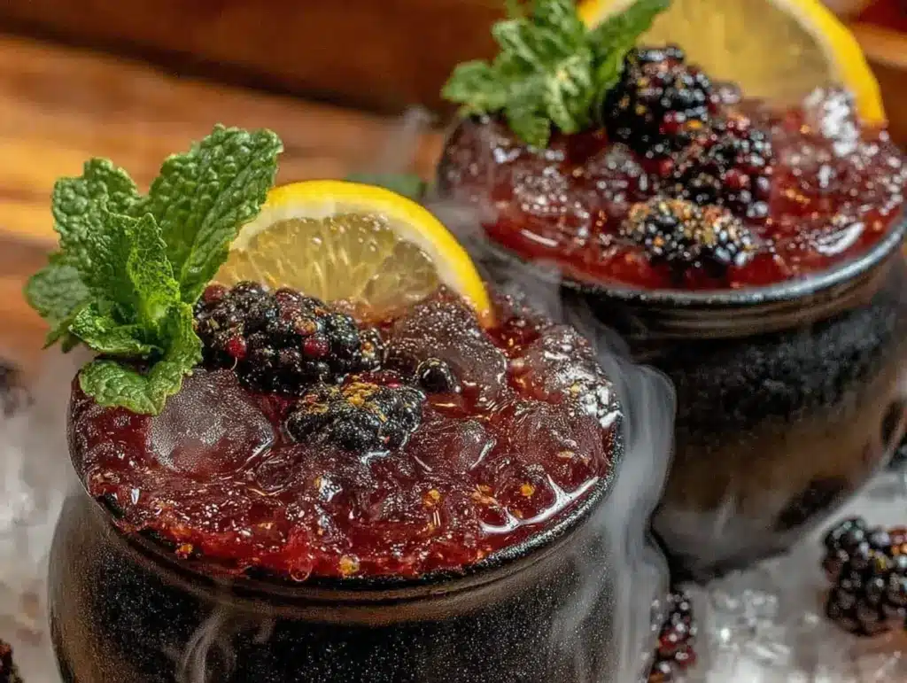 mystical cauldron blackberry gin cocktail - featured image