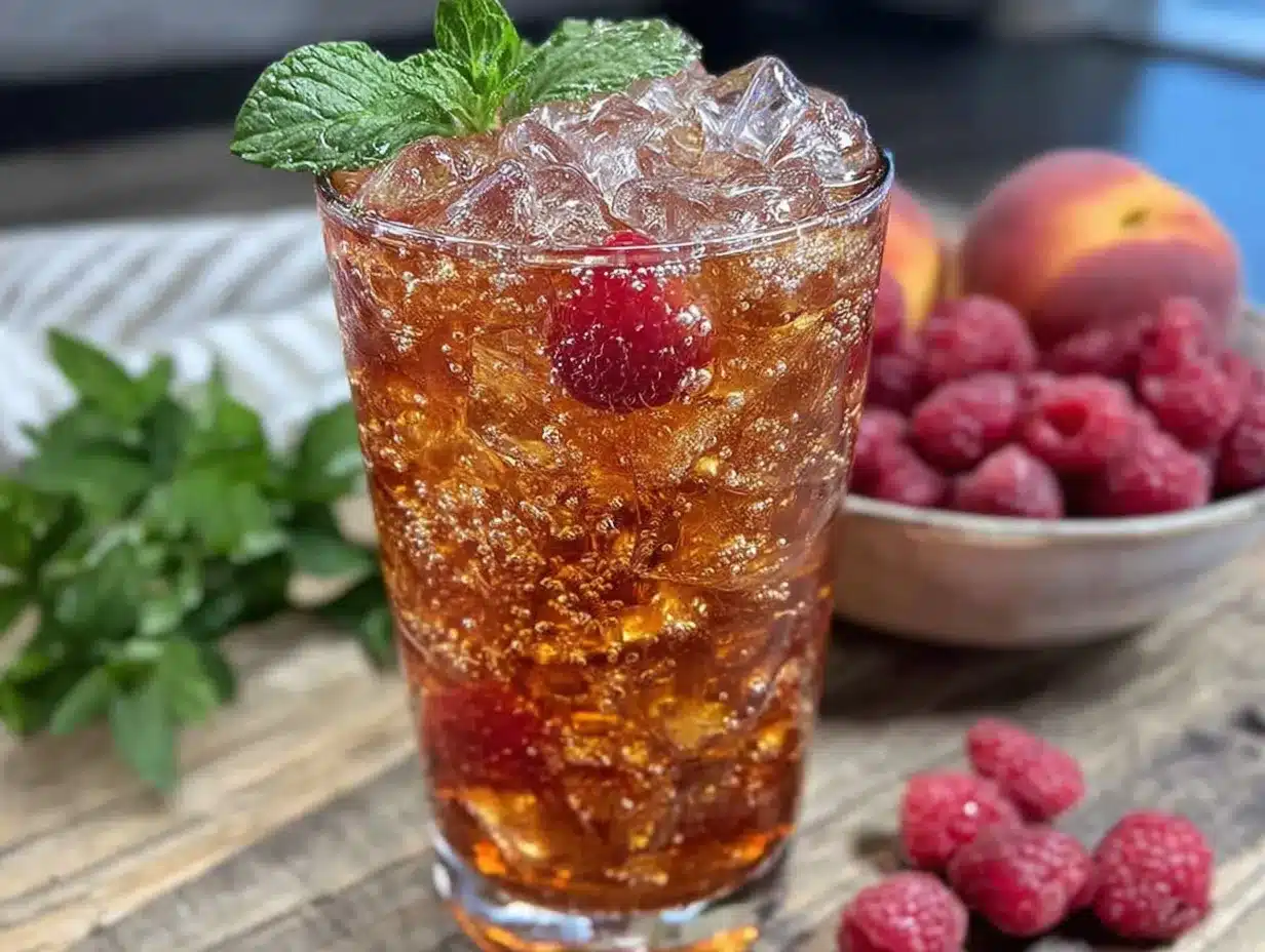 peach raspberry iced green tea preparation steps