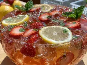 pink strawberry lemonade party punch - featured image