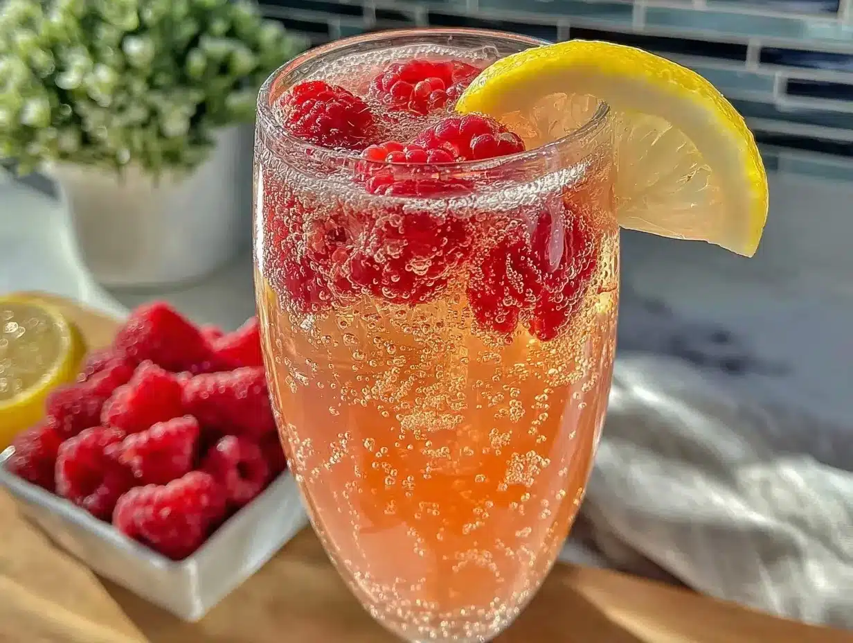 Raspberry Limoncello Spritz Cocktail preparation steps