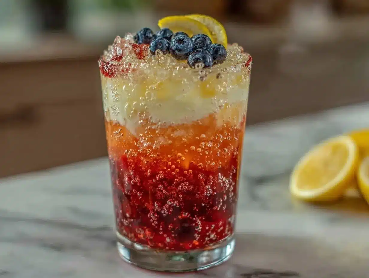 Red White and Blue Layered Vodka Lemonade preparation steps