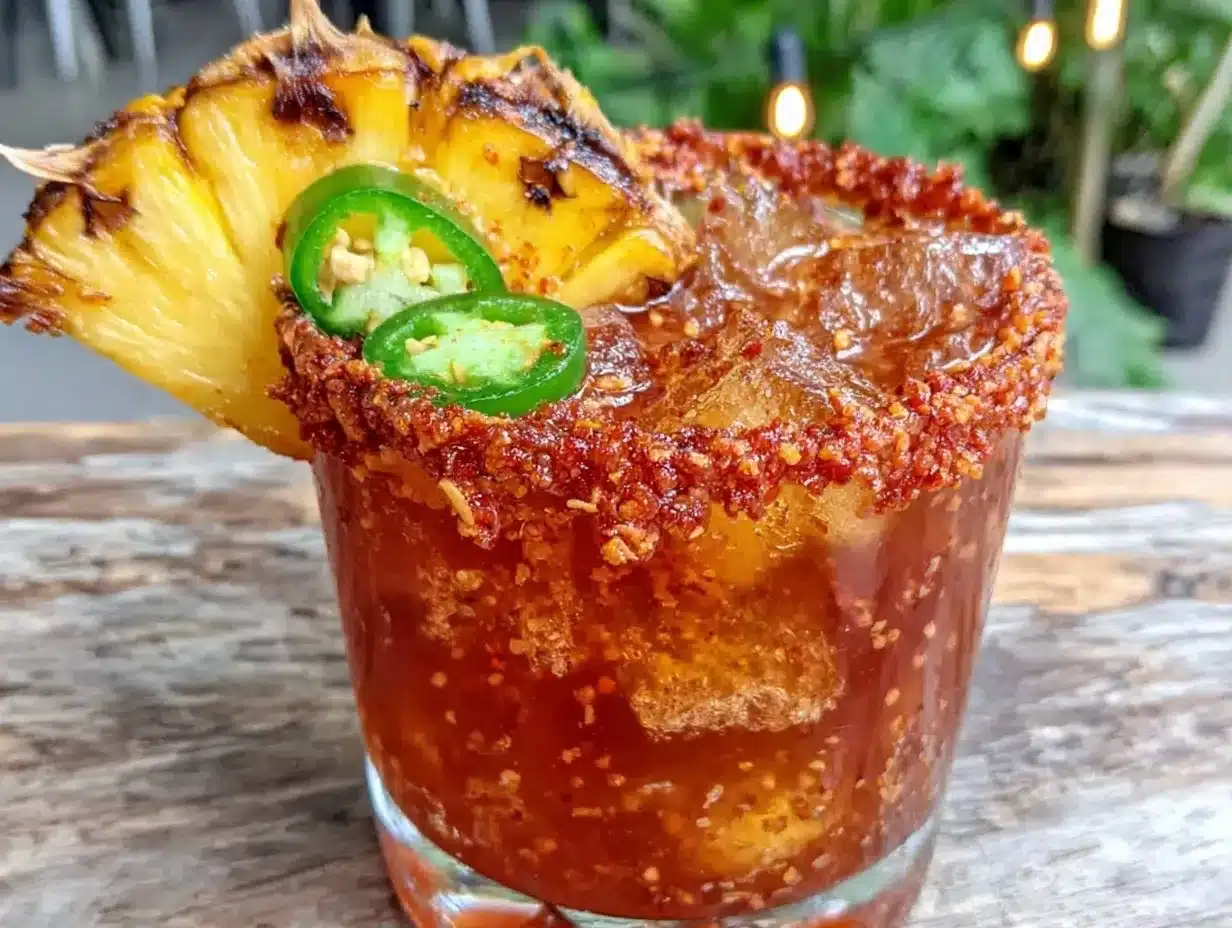 smoked pineapple jalapeño mezcal cocktail preparation steps