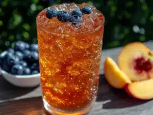 southern-style blueberry peach sun tea - featured image