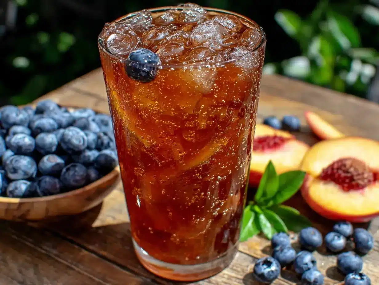 southern-style blueberry peach sun tea preparation steps