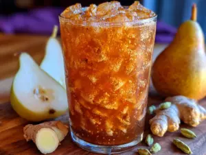 spiced pear and cardamom iced tea - featured image
