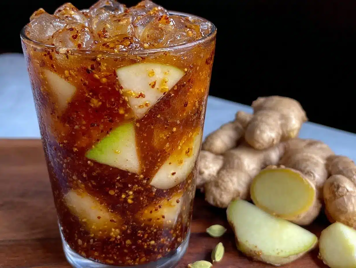 spiced pear and cardamom iced tea preparation steps