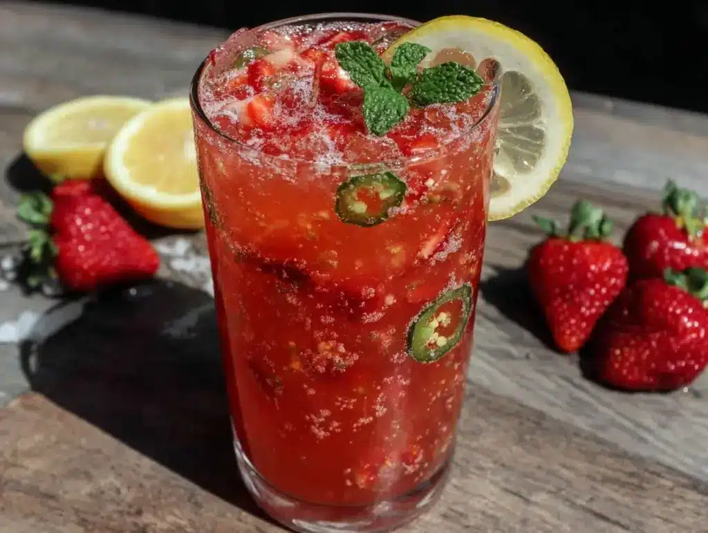 spicy jalapeño strawberry lemonade - featured image