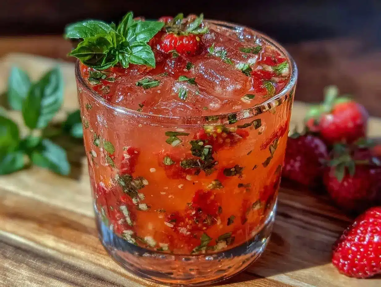 strawberry basil smash cocktail preparation steps