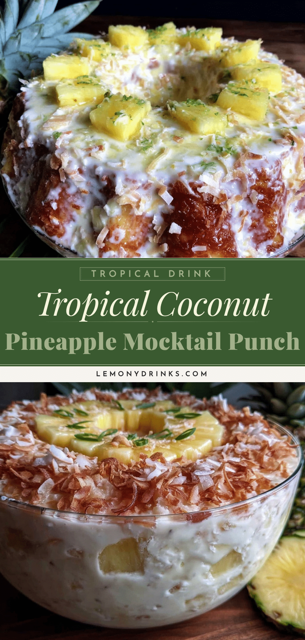 tropical coconut cream pineapple mocktail punch recipe