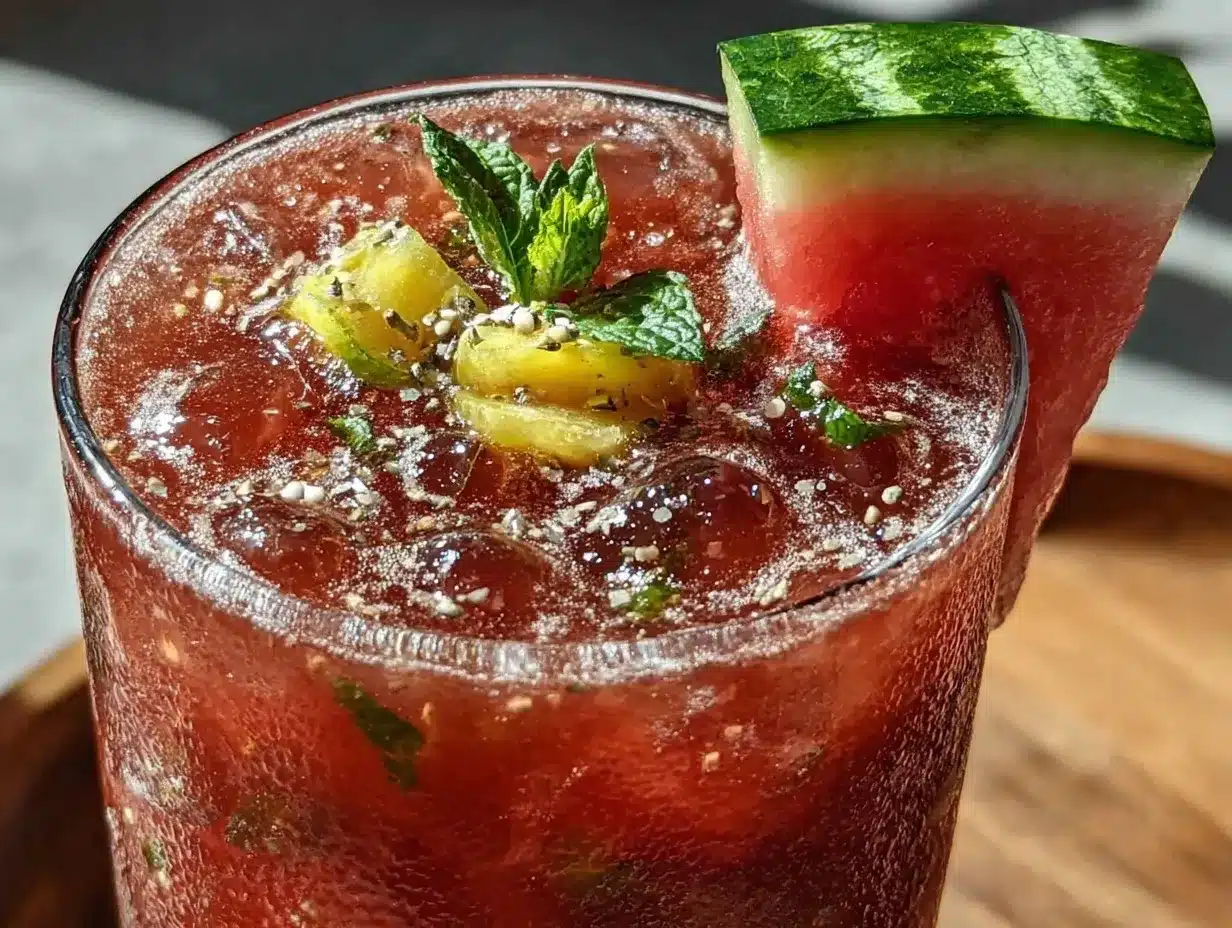 watermelon ginger shrub mocktail preparation steps
