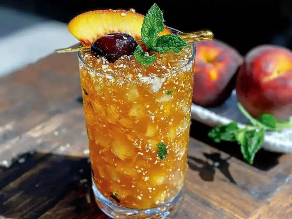 bourbon peach sweet tea punch - featured image