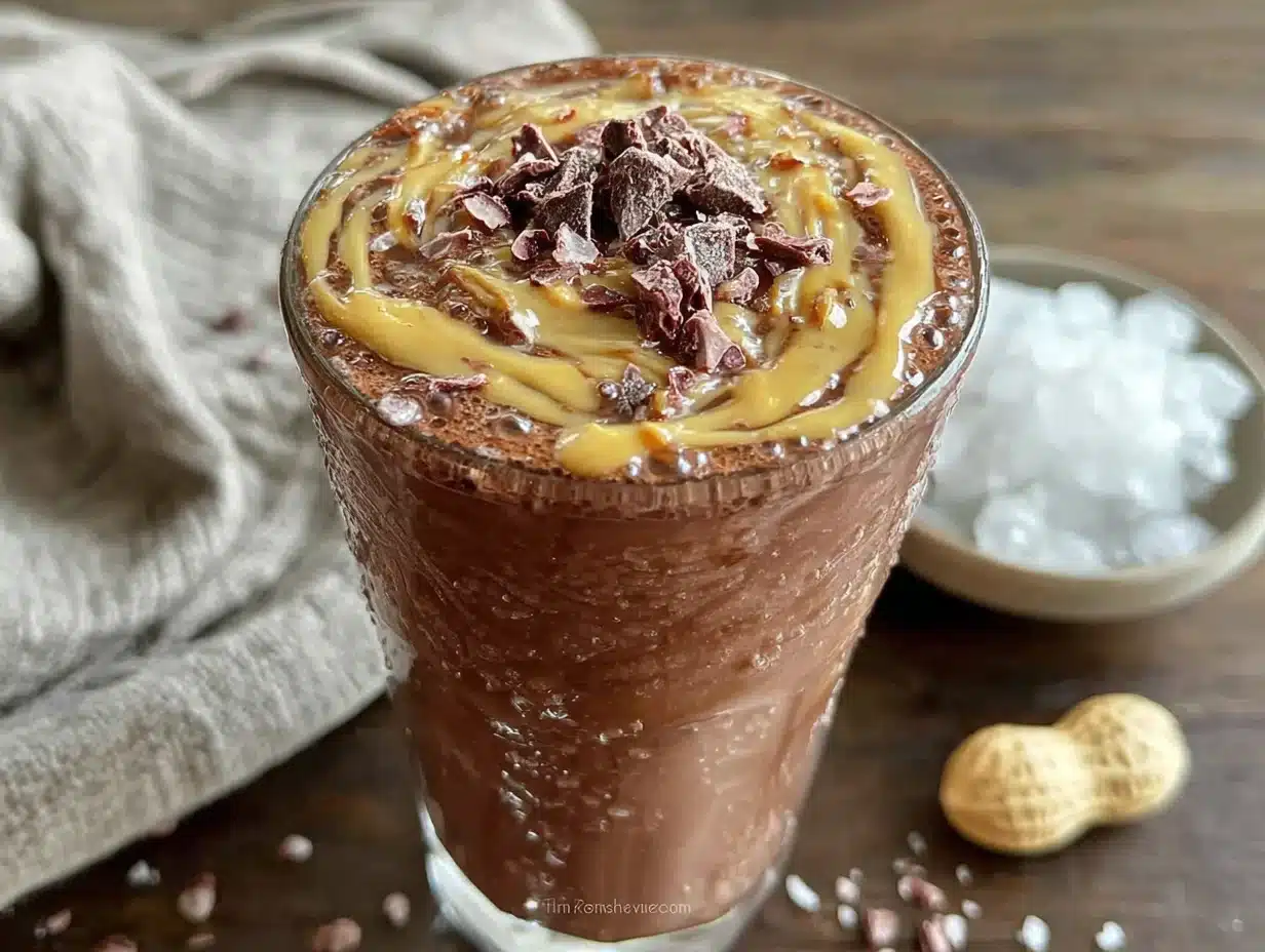 chocolate peanut butter protein shake - featured image