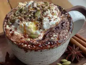cozy brown butter pumpkin spice hot chocolate - featured image