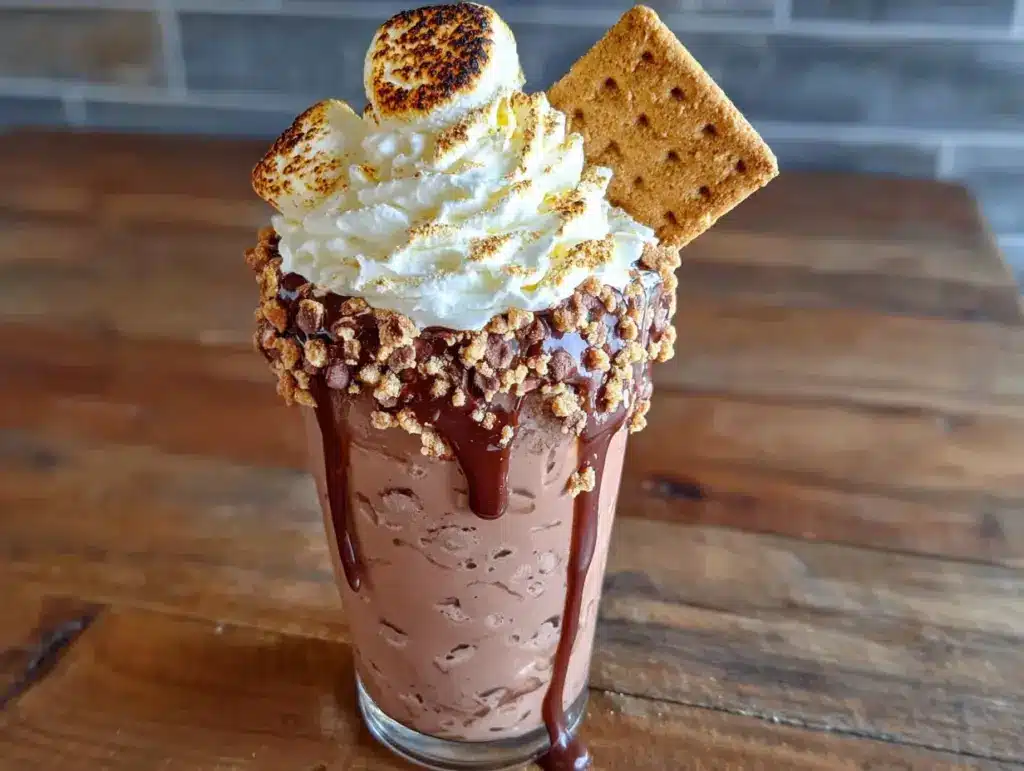 creamy frozen smores milkshake - featured image
