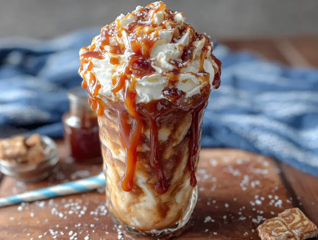 creamy salted caramel root beer float - featured image