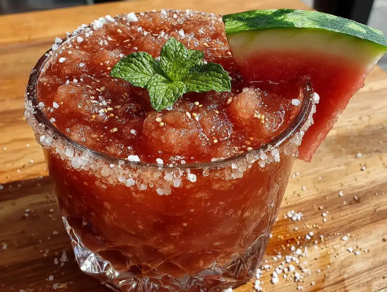 frozen watermelon margarita slush preparation steps
