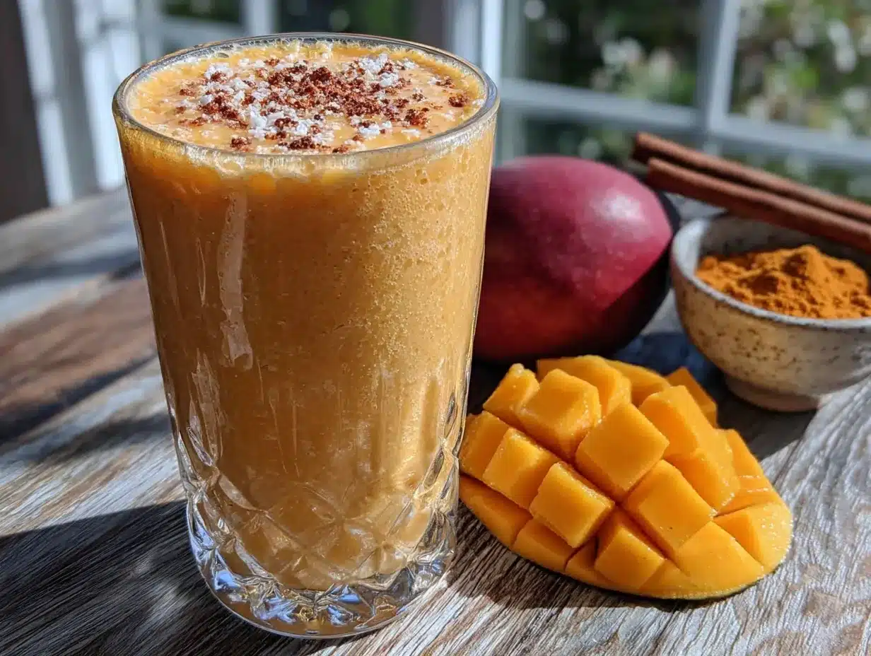 golden mango turmeric smoothie preparation steps