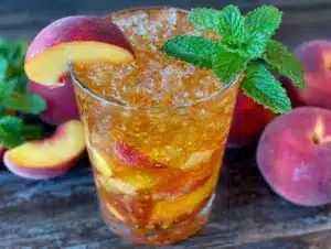 iced peach green tea refresher - featured image