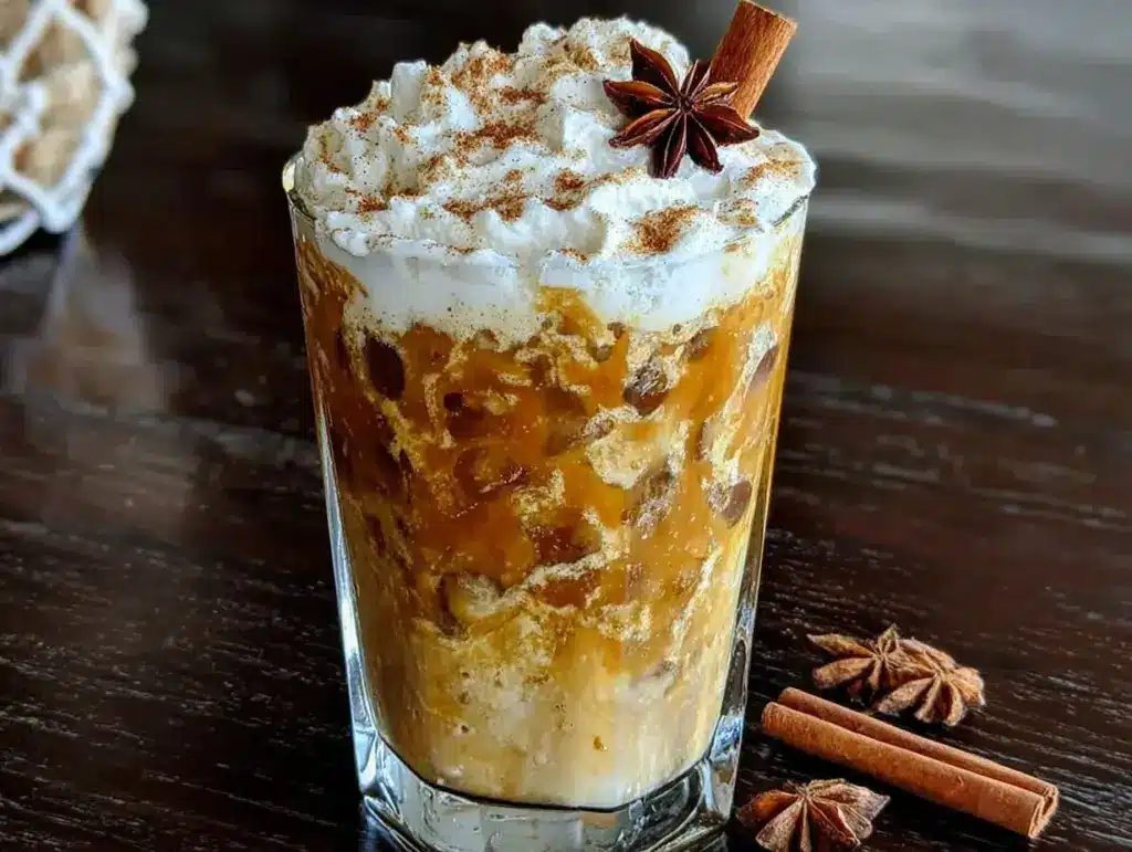 iced pumpkin chai latte with oat milk - featured image