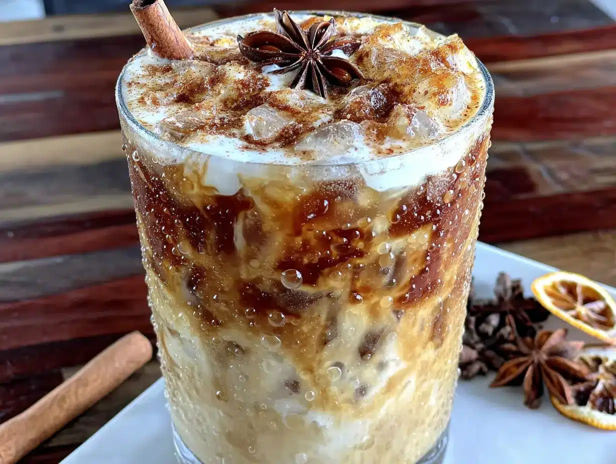 iced pumpkin chai latte with oat milk preparation steps