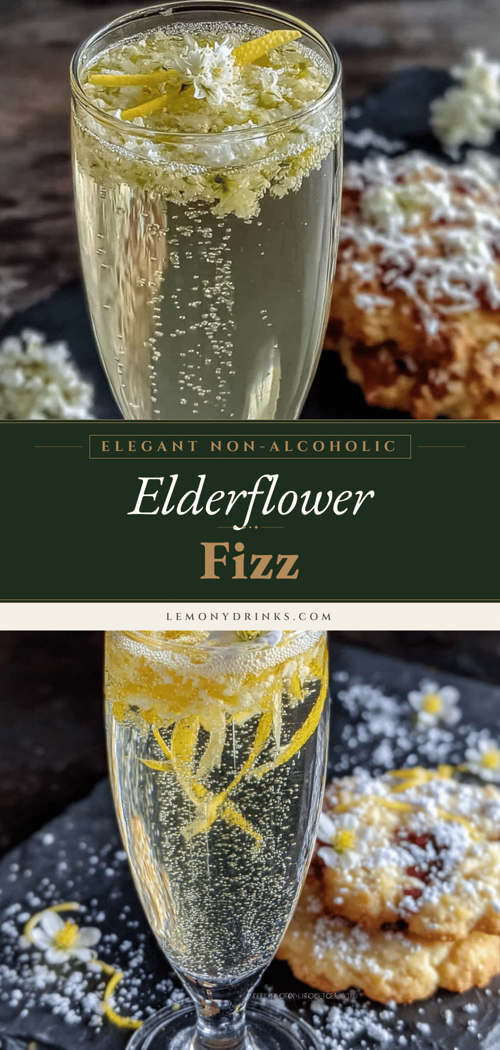 non-alcoholic elderflower champagne mocktail recipe