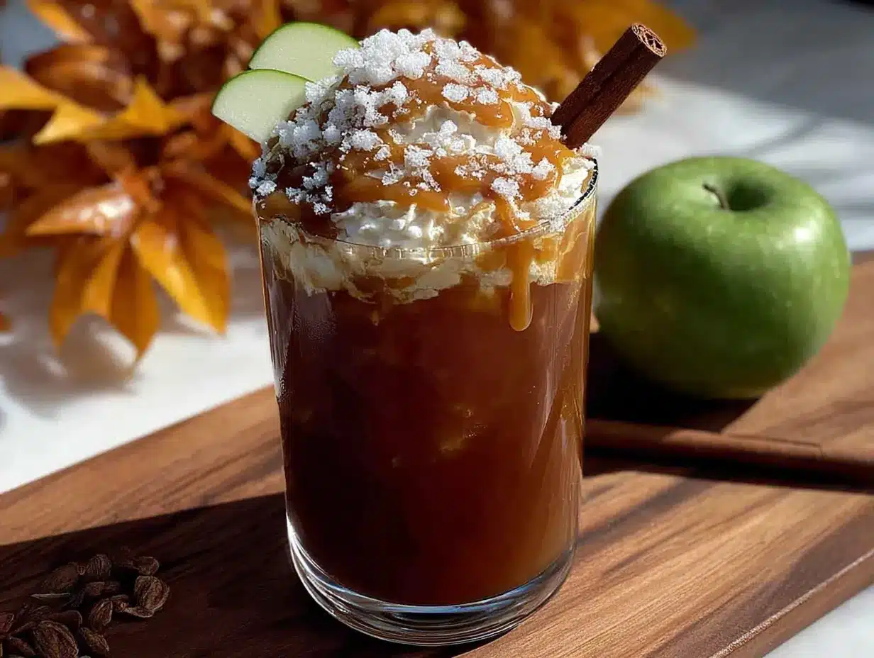 Salted caramel apple cider mocktail preparation steps