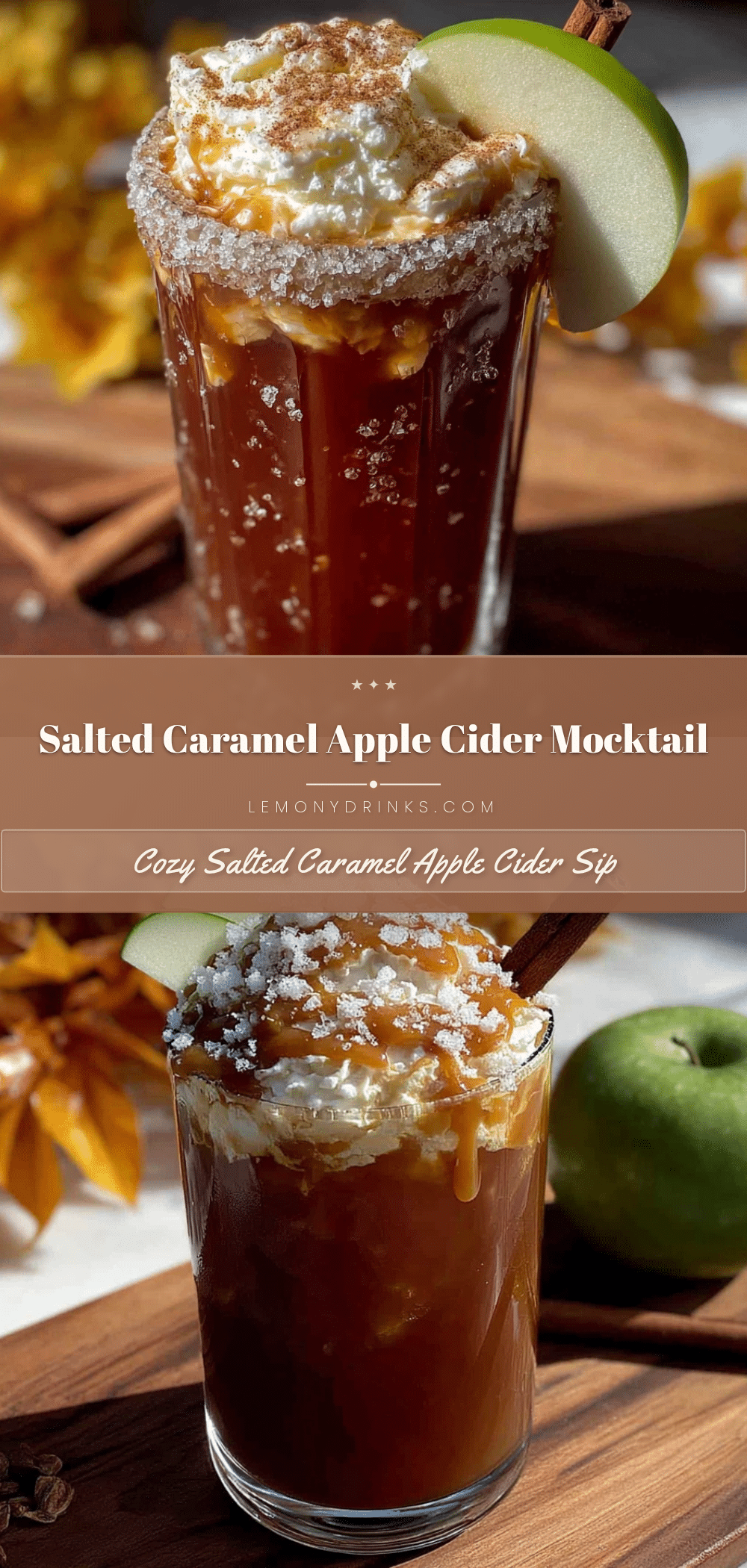 Salted caramel apple cider mocktail recipe