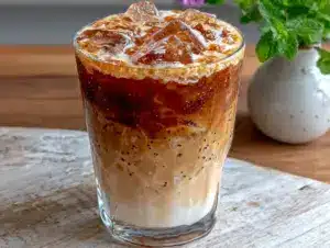 vanilla bean iced oat milk latte - featured image